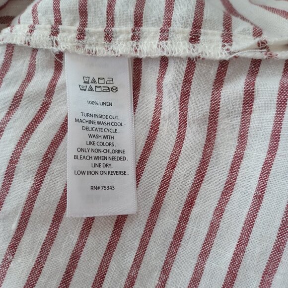 Artisan NY Top Striped Linen Boat Neck Pop Over Lagenlook Nautical Womens Small - Picture 5 of 6
